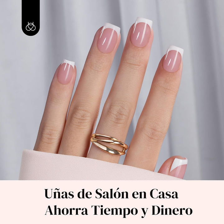 Beetles - Kit de uñas a presión con punta francesa cuadrada corta |...