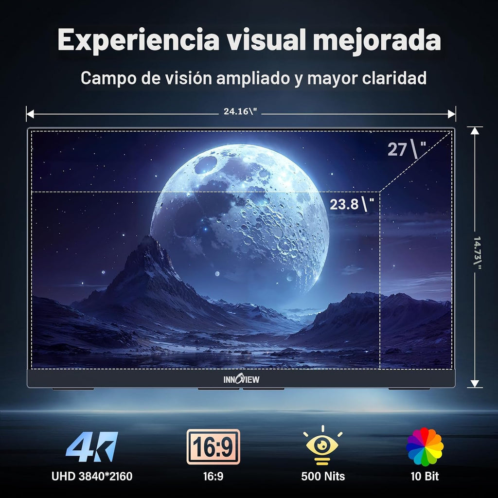 InnoView Monitor de 27 pulgadas de modo dual 4K UHD 120Hz\/FHD 288H...