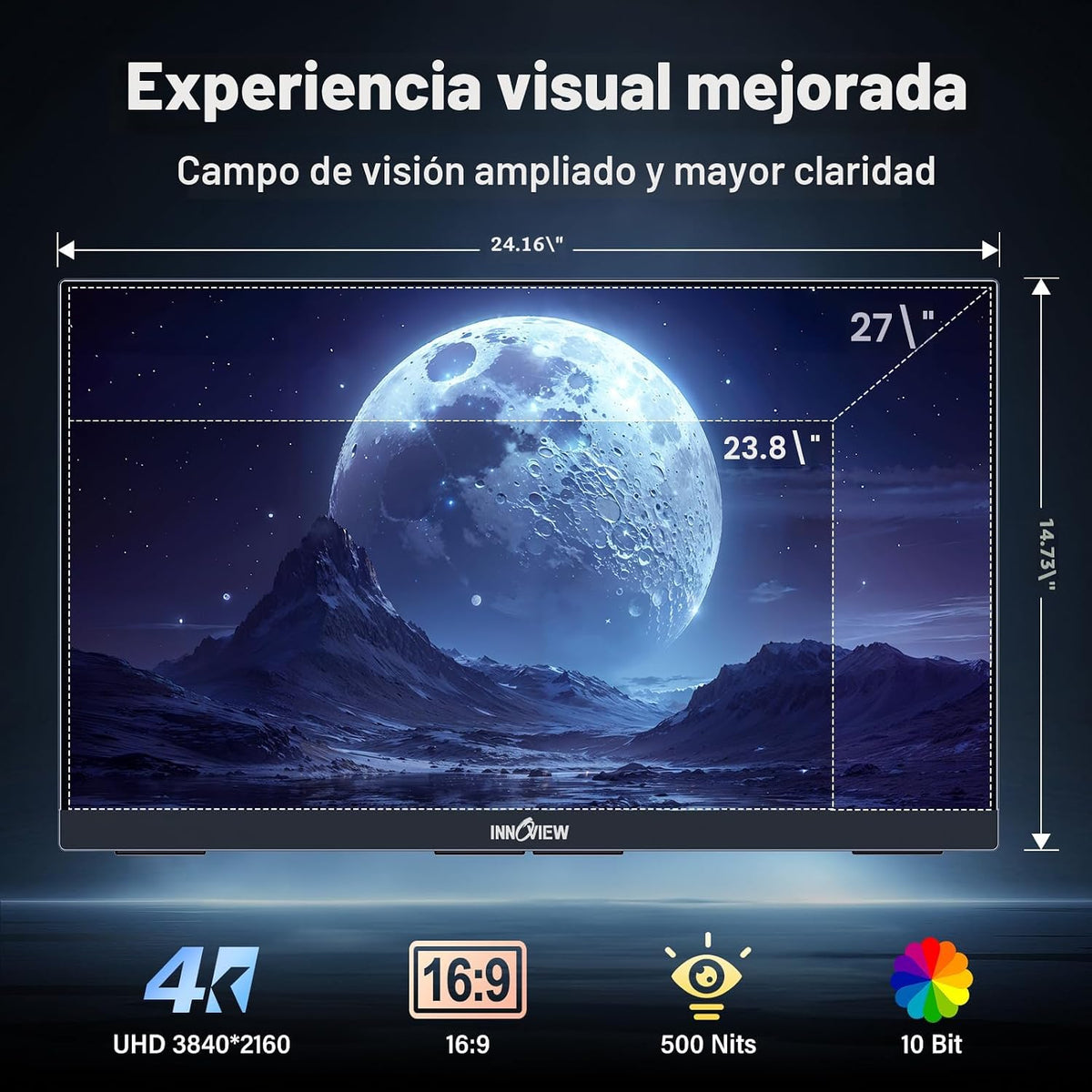 InnoView Monitor de 27 pulgadas de modo dual 4K UHD 120Hz\/FHD 288H...