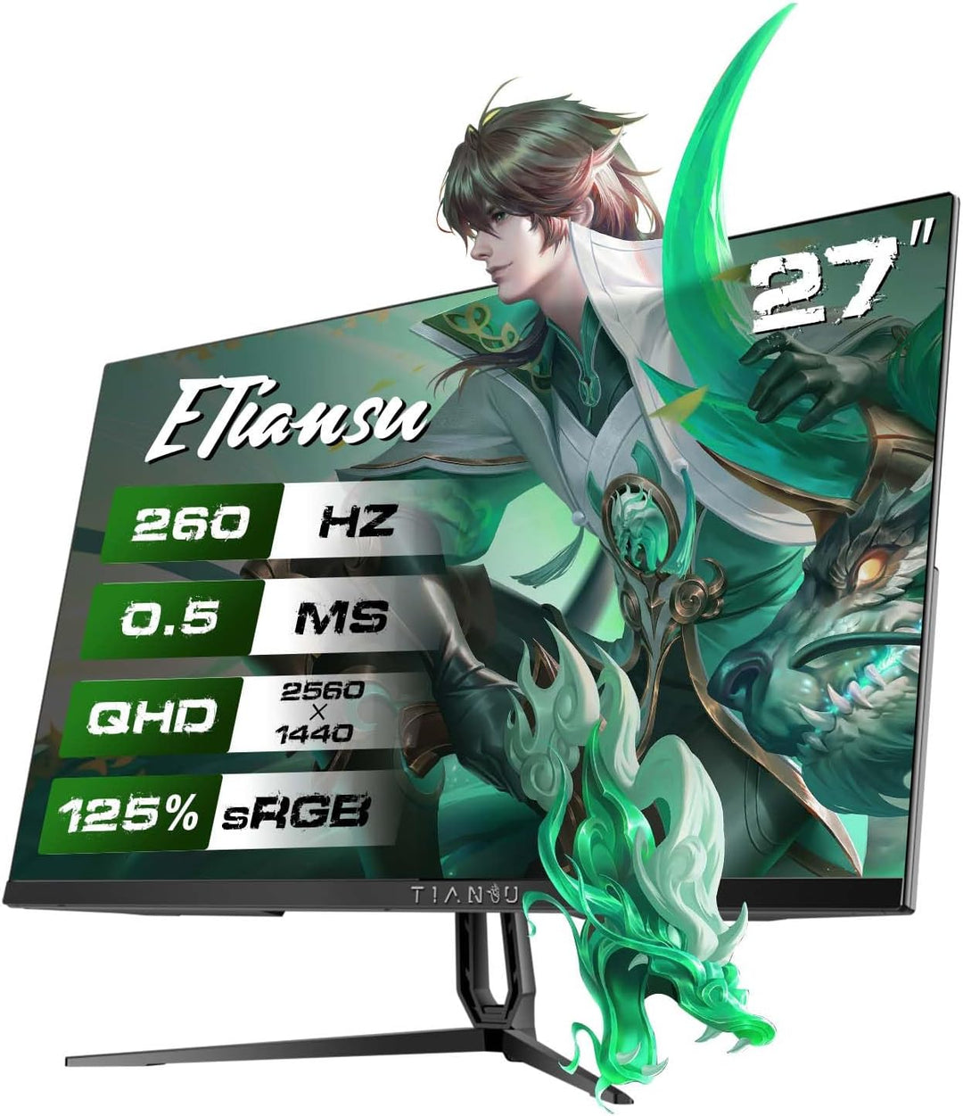 ETiansu Monitor de juegos QHD de 27 pulgadas y 260 Hz, 1440P 240Hz...