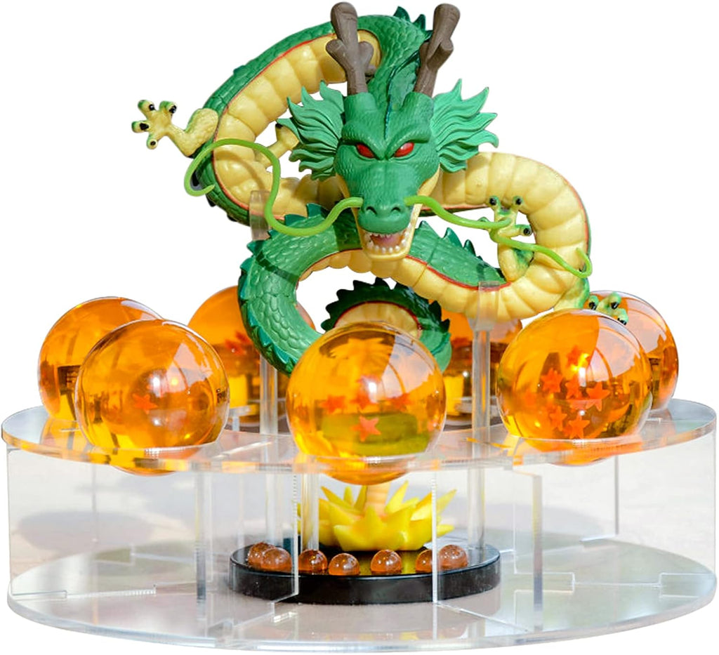 El novedoso juego de bolas de juego transparentes de dragón de juguete para niños contiene estatua de dragón + bola de 1.2 pulgadas + base acrílica + disco LED + caja de regalo de estrella se puede utilizar como decoración del hogar, regalos de cumpleaños