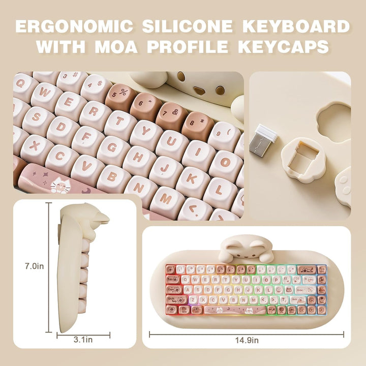 YUNZII Teclado mecánico inalámbrico C68, distribución 65%, intercam...