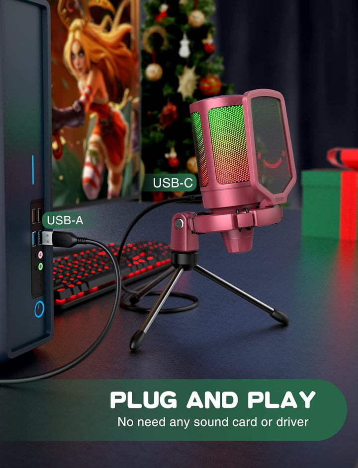 FIFINE AmpliGame PC Gaming Streaming Micrófono USB, Micrófono de es...