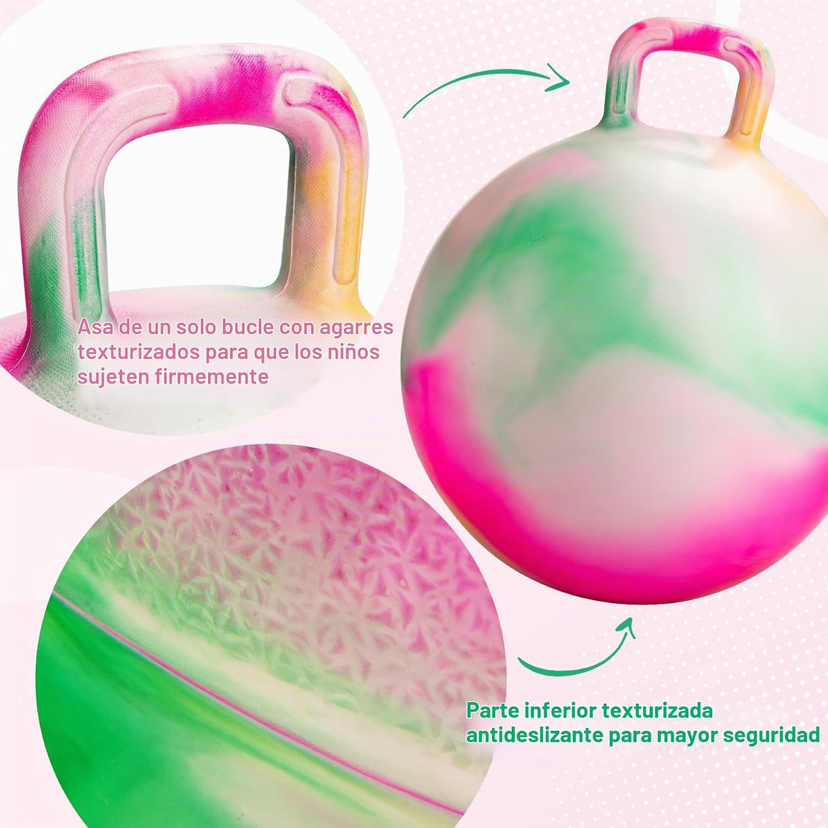Bola de tolva para niños de 3 a 8 años, bola hinchable de 18 pulgadas con mango | Nubes
