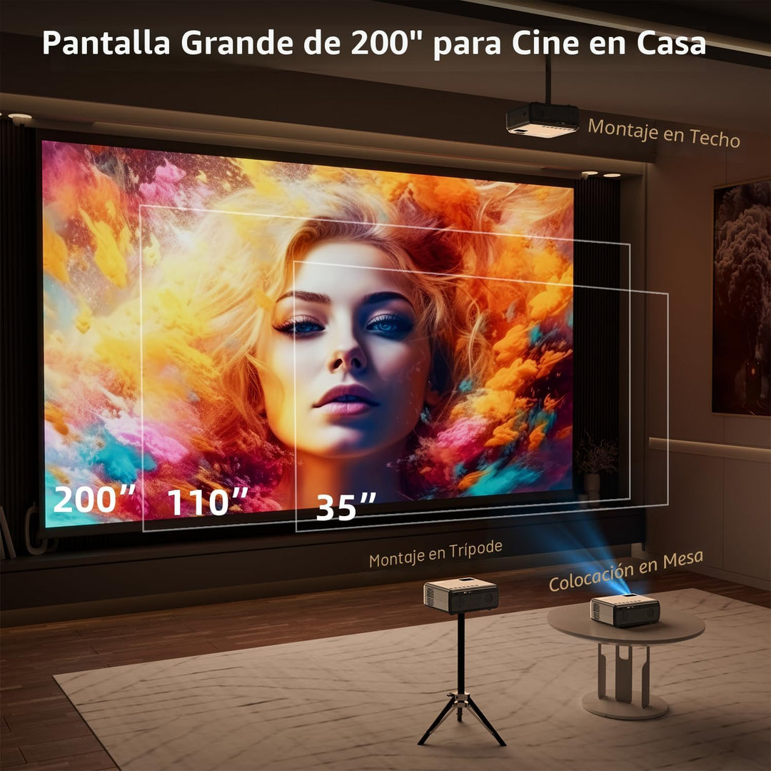 FUDONI Proyector con WiFi y Bluetooth 4K compatible, proyectores de...