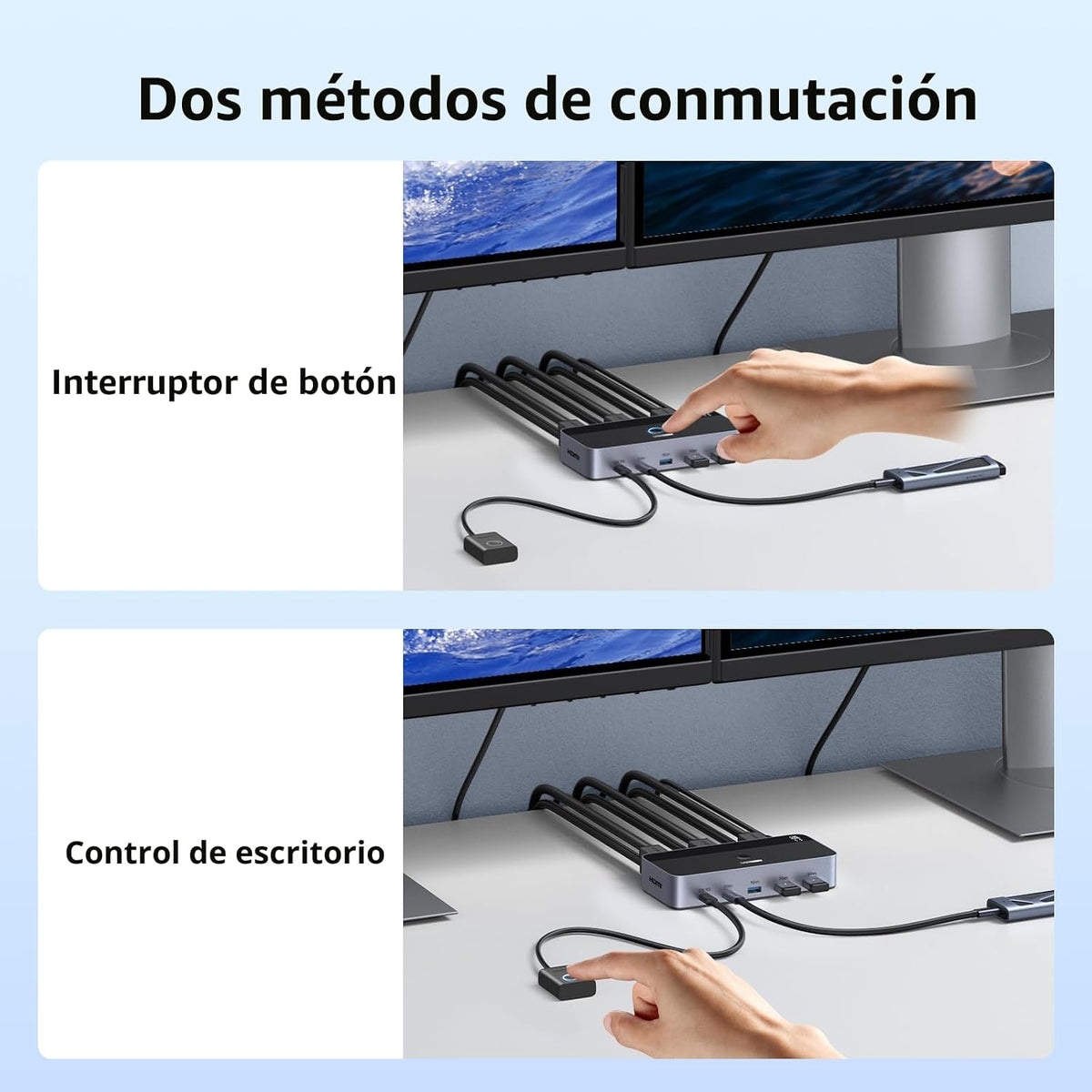 UGREEN Conmutador KVM HDMI 2 Monitores 2 Computadoras 4K@60Hz, con...