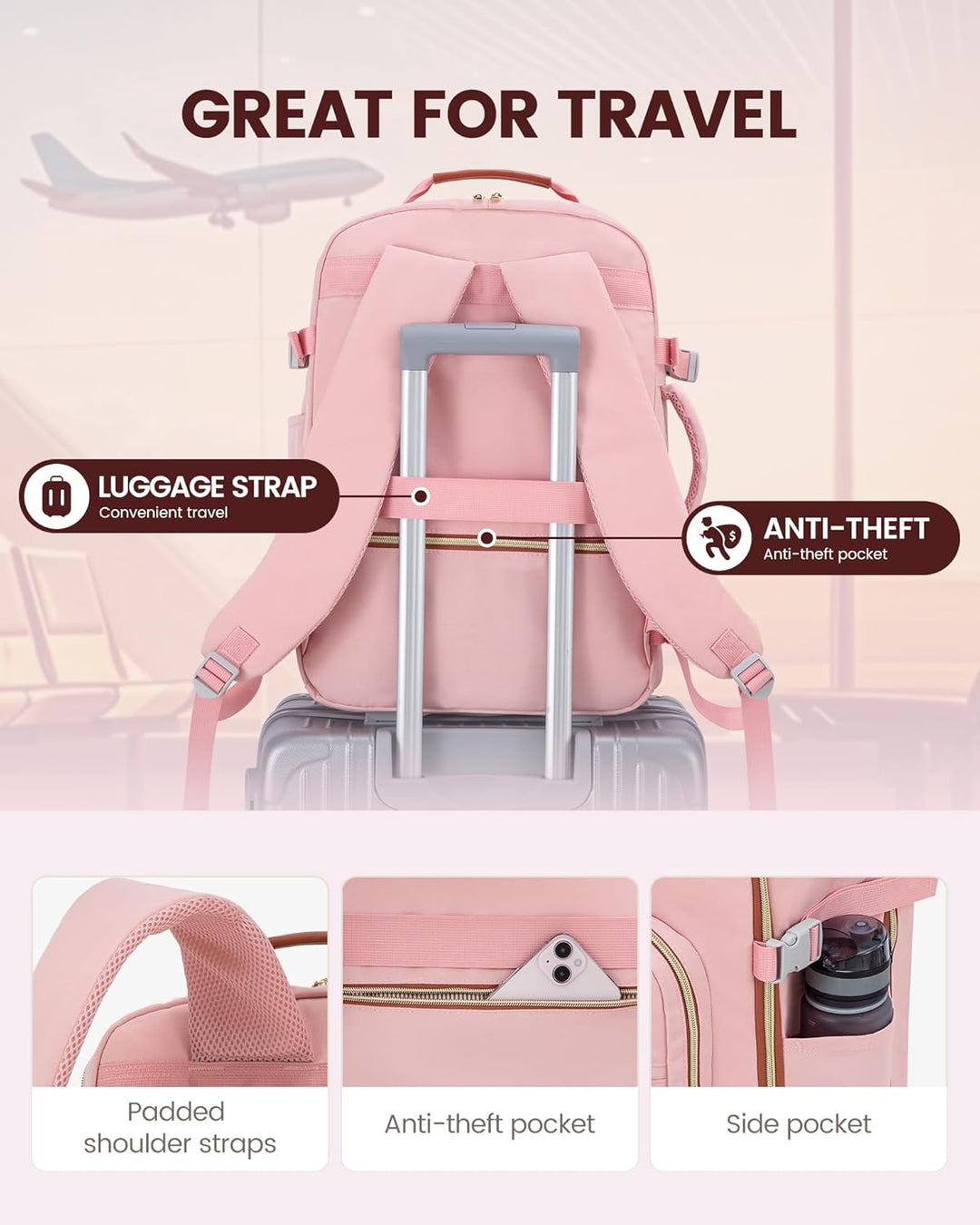 Mochila de viaje Lovevook, mochila de mano, mochila de artículos pe...