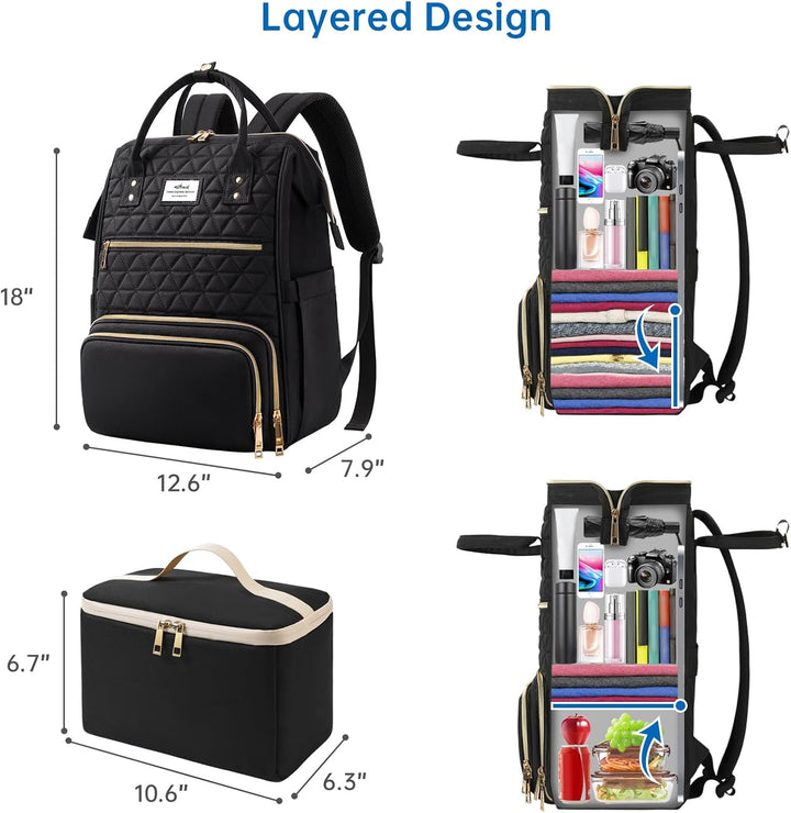ETRONIK - Mochila de almuerzo para mujeres, mochila para portátil d...
