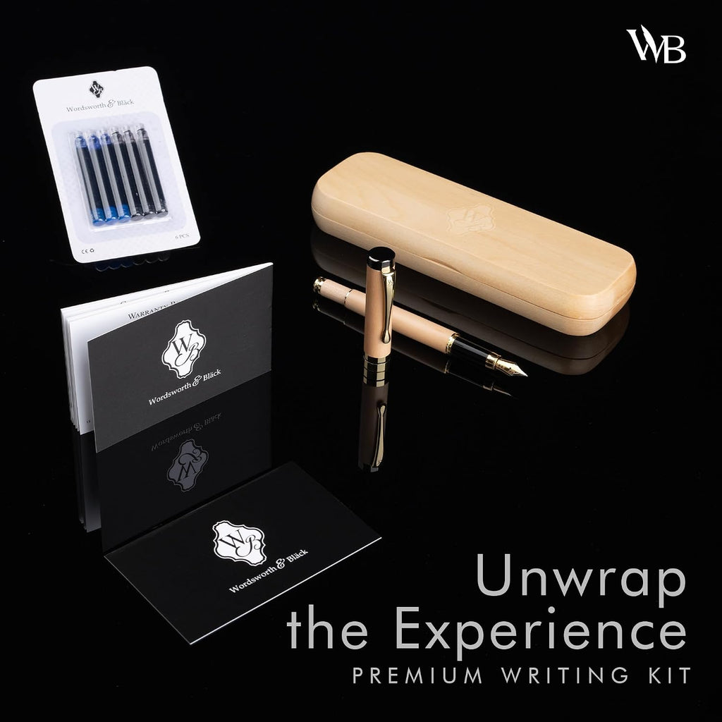 Wordsworth & Black Juego de pluma estilográfica de madera de bambú para