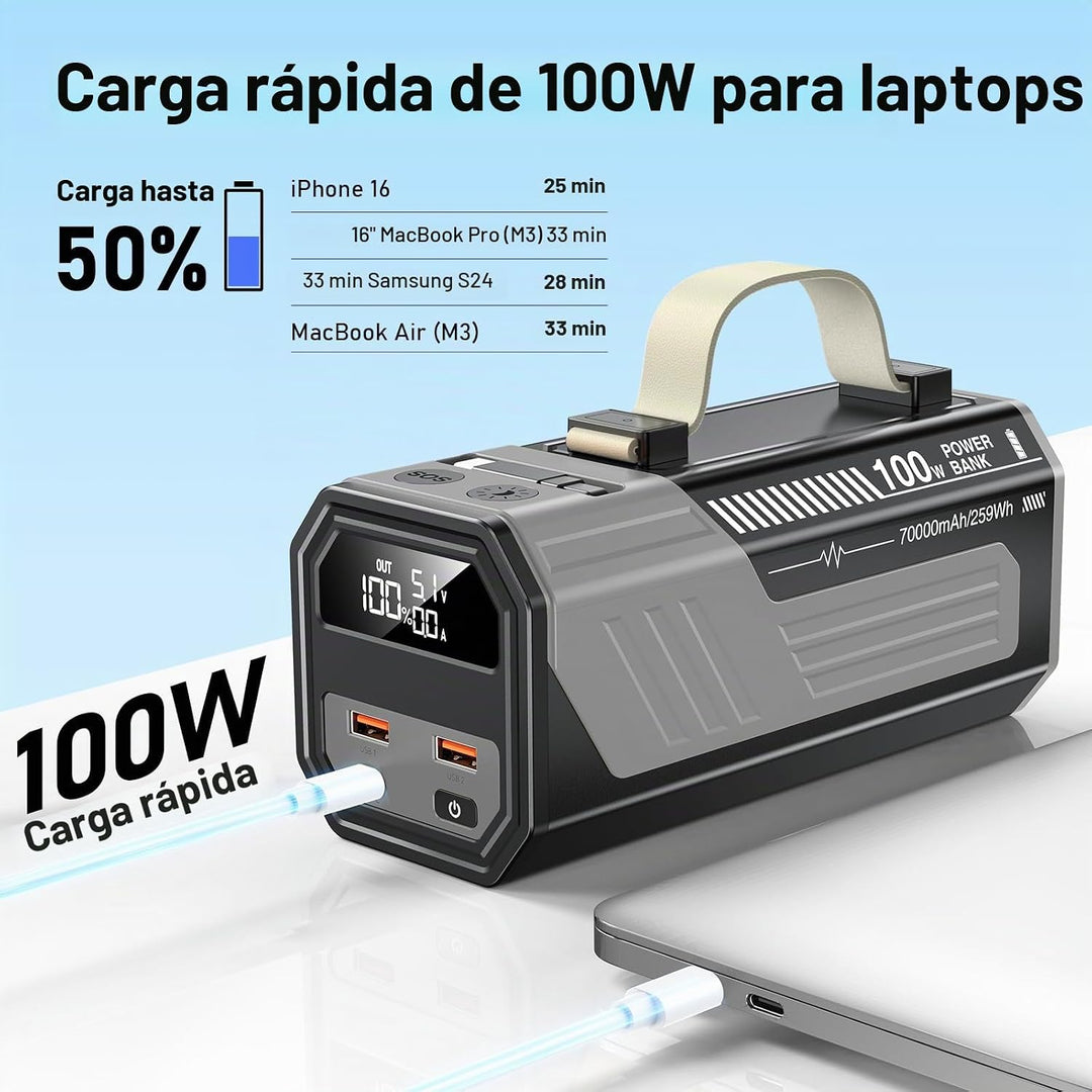 Eliegntist Banco de energía para portátil de 100 W, 70000 mAh, carg...