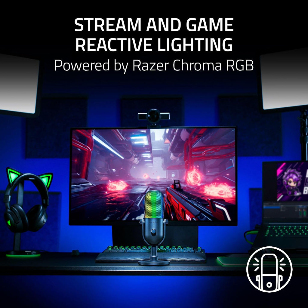 Razer Seiren V3 Chroma DSP de 32 bits, micrófono USB-C para PC y Mac, rosa