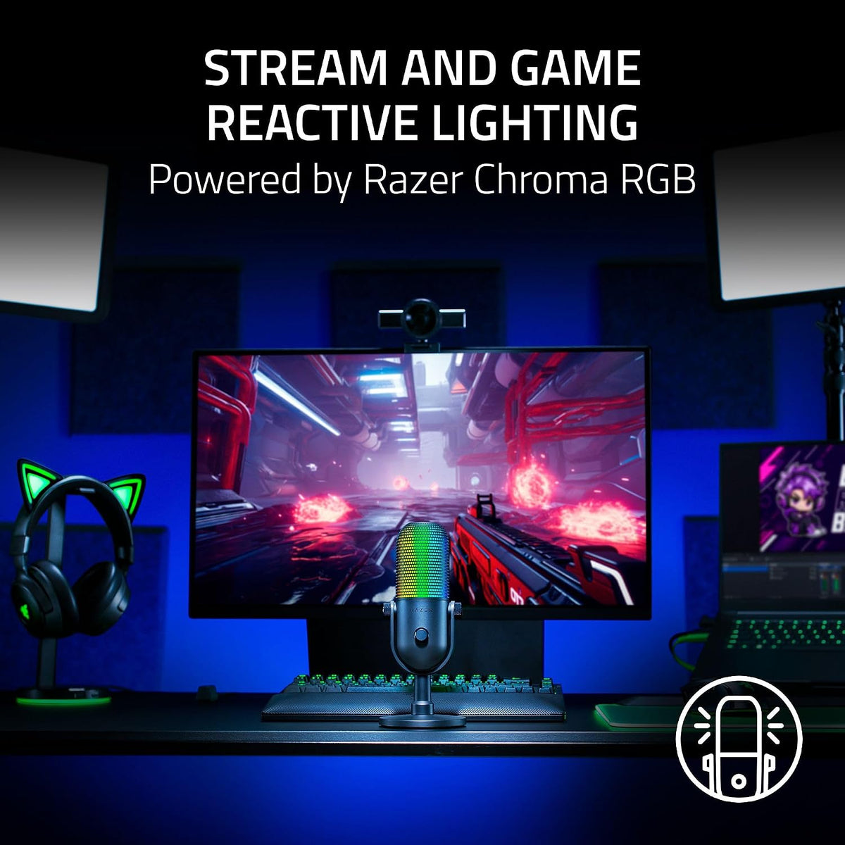 Razer Seiren V3 Chroma DSP de 32 bits, micrófono USB-C para PC y Mac, negro