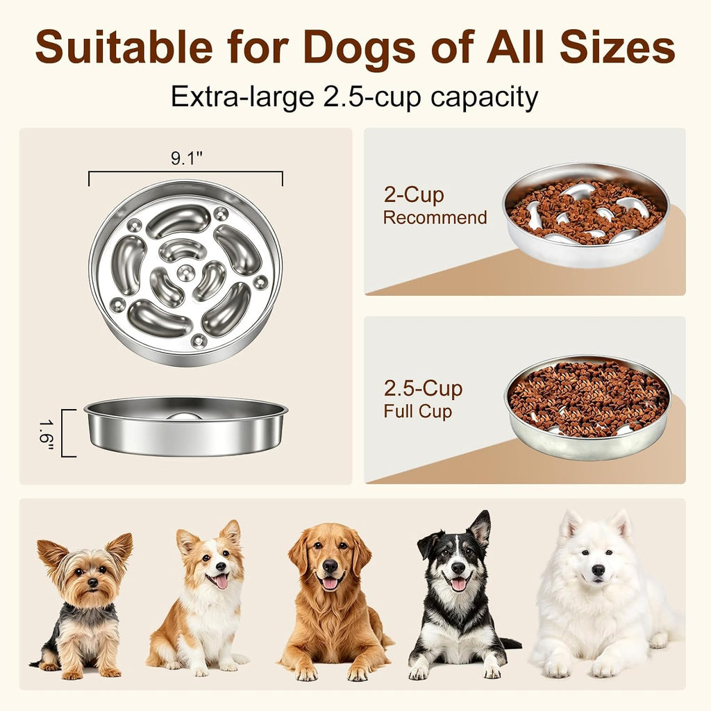 Tazones para perros de alimentación lenta de acero inoxidable 304