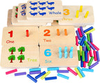 Montessori Bloques de conteo de números, juguetes de tablero de clavijas, materiales de manipulación matemática de madera para preescolar, juguete de aprendizaje Montessori para niños de jardín de infantes (clavija colorida)