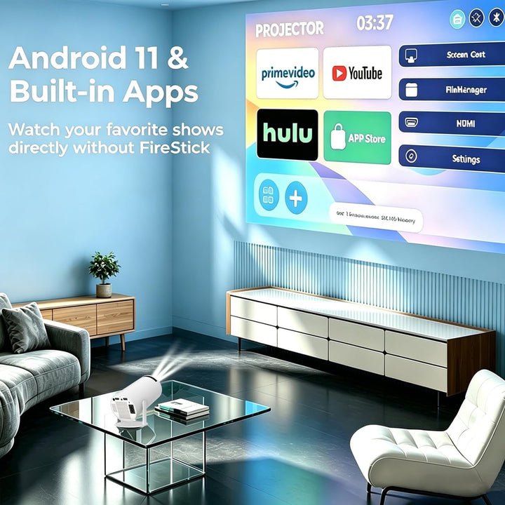 Aplicaciones integradas: mini proyector con WiFi y Bluetooth, compa...