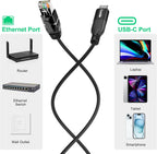 Cable USB C a Ethernet de 6 pies, cable magnético USB tipo C a RJ45