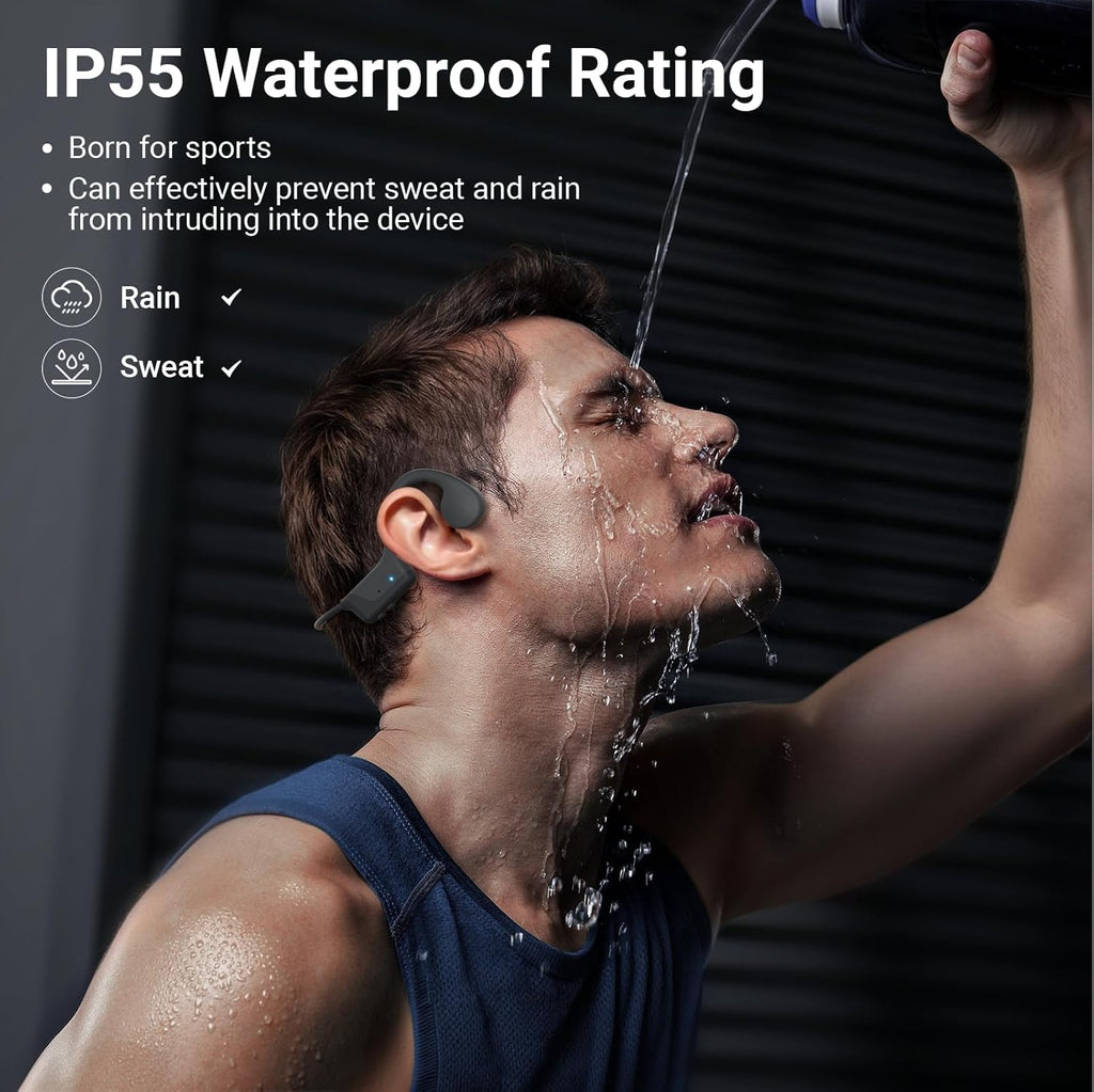 Auriculares de conducción ósea, oreja abierta, Bluetooth 5.4, IPX5 impermeable, batería de 10 horas, auriculares deportivos inalámbricos ligeros, auriculares a prueba de sudor para correr