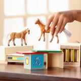Melissa Doug Juego de vehículos de madera con 2 caballos