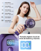 TUNISE Ventilador portátil de mano, 4000mAh, 180 ajustable, 6 veloc...