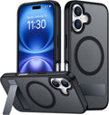 SPIDERCASE - Funda magnética para iPhone 16, soporte integrado, color negro