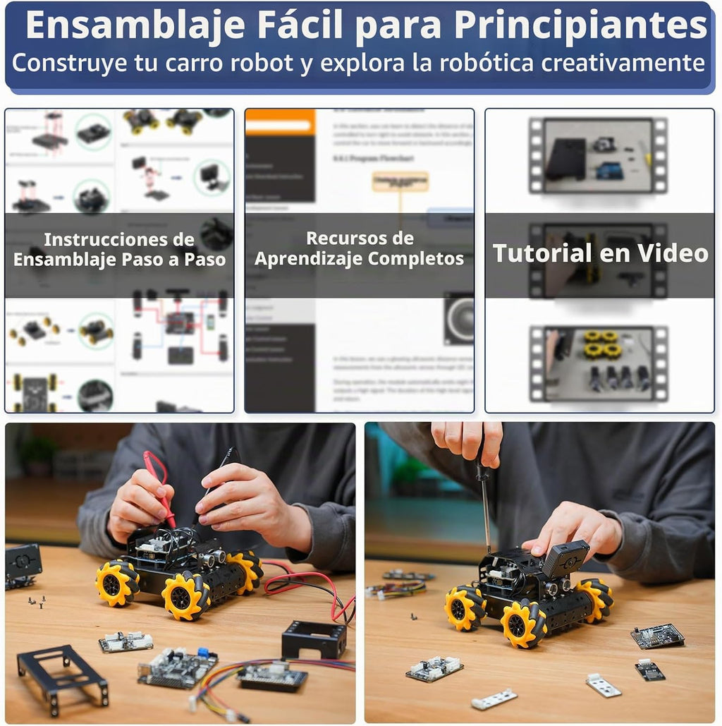 Kit robótico para Arduino Robot Car Cámara AI Reconocimiento de visión, seguimiento de objetivos, prevención de obstáculos, robot STEM programable, regalo para mayores de 14 a 16 años, kit