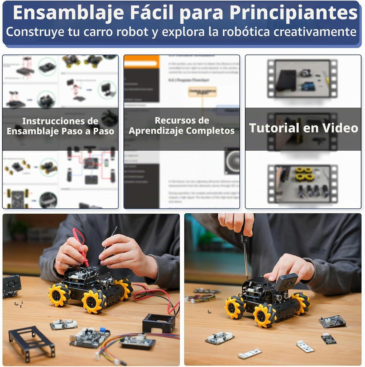 Kit robótico para Arduino Robot Car Cámara AI Reconocimiento de visión, seguimiento de objetivos, prevención de obstáculos, robot STEM programable, regalo para mayores de 14 a 16 años, kit