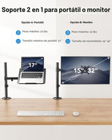 HUANUO Soporte de escritorio para laptop - Brazo de monitor de 17&#...