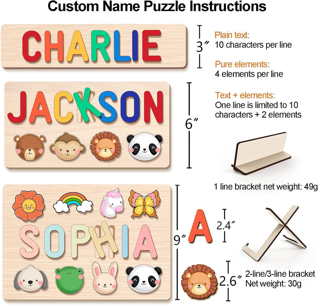 Rompecabezas de madera con nombre personalizado para niños