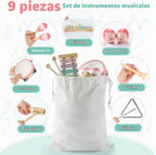 Juego de instrumentos musicales para niños de 9 piezas, juguetes de