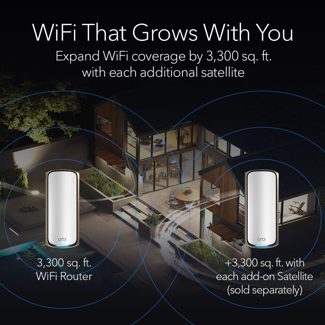 NETGEAR Orbi Serie 970 Router WiFi 7 de cuatro bandas (RBE971S), ca...