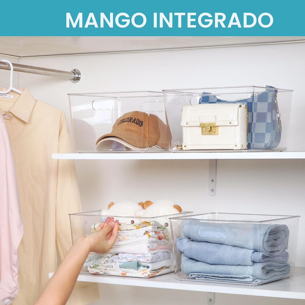 Vtopmart Paquete de 4 cubos de almacenamiento transparentes extra grandes
