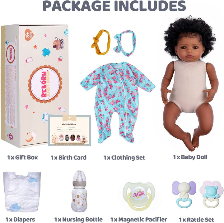 BABESIDE Muñecas realistas de bebé recién nacidas para niñas negras...