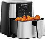 Chefman Freidora de aire de 6 cuartos de galón | TurboFry® 5 en 1 con opción Hi-Fry de 450°F para resultados más crujientes | Hornea, deshidrata, congelada | Cesta antiadherente XL apta para lavavajillas | Acero inoxidable