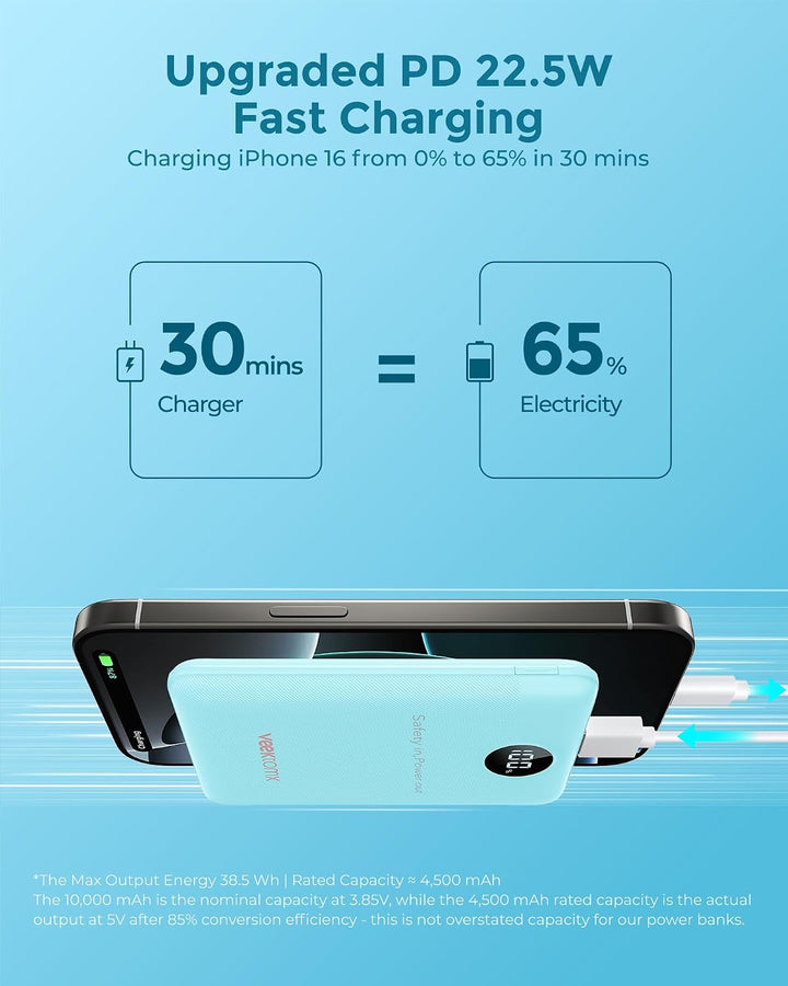 VEEKTOMX Cargador portátil de 10000 mAh con 4 cables integrados + m...