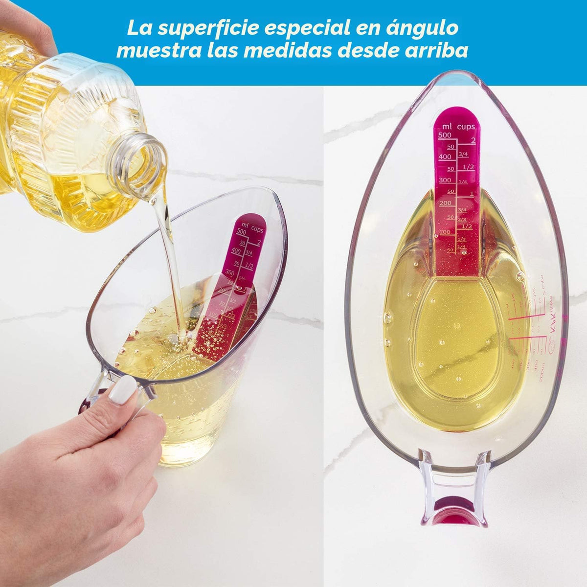 Vasos medidores líquidos con boquillas, juego de plástico en ángulo de 4