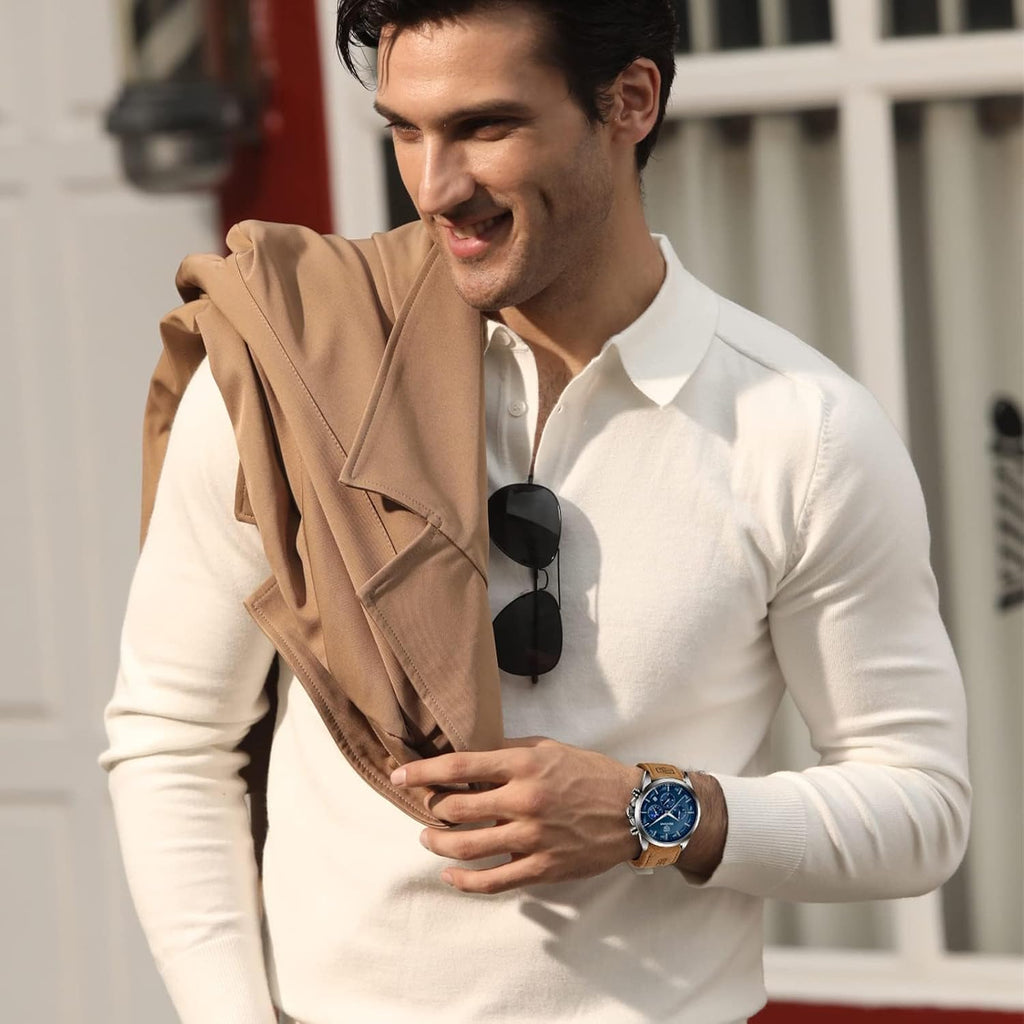 BENYAR Relojes para hombre, cronógrafo analógico de cuarzo, impermeables, relojes de pulsera para hombre, moda de negocios, trabajo, casual, deportivo, reloj de vestir con calendario
