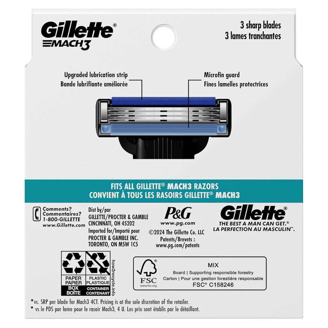 Gillette Mach3 - Recambios de hoja de afeitar para hombre, 8 recamb...