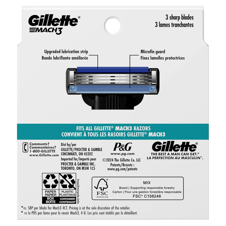 Gillette Mach3 - Recambios de hoja de afeitar para hombre, 8 recamb...