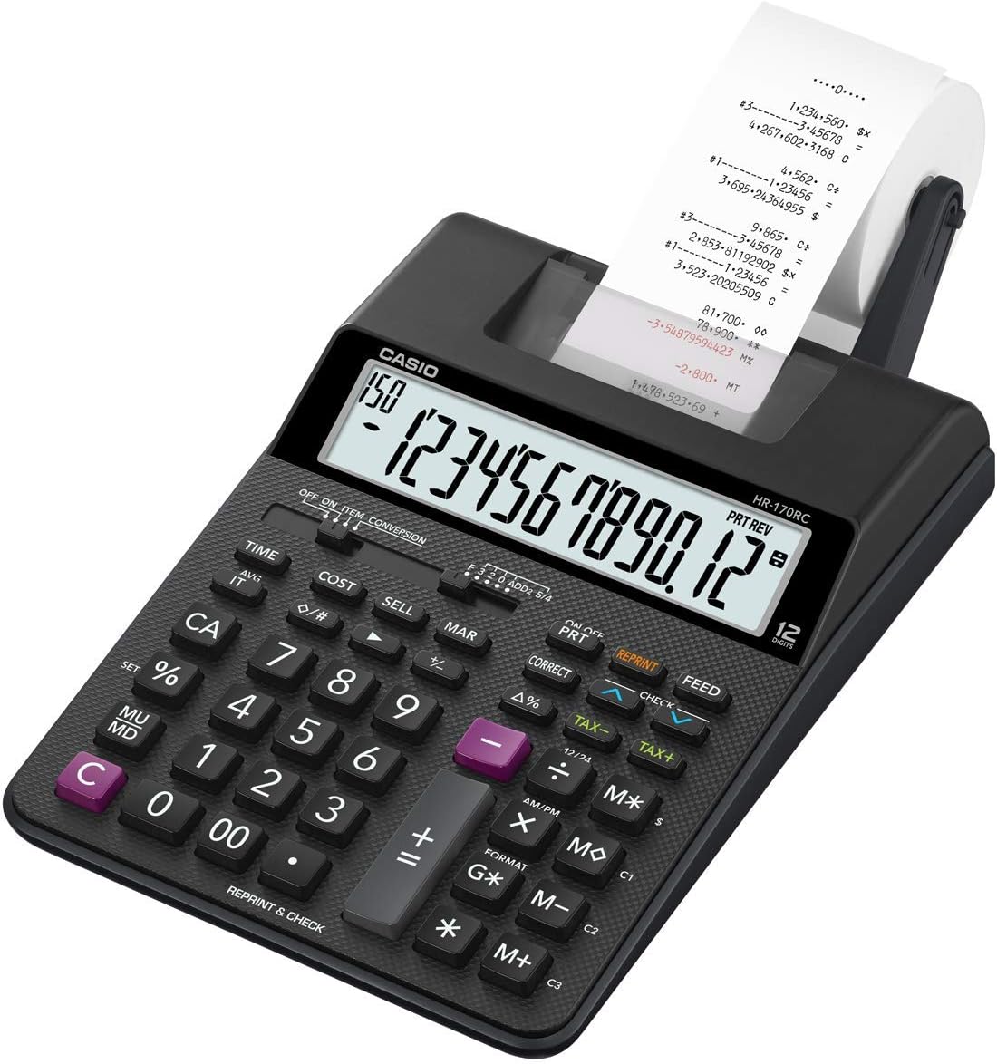 Casio Mini calculadora de impresión de escritorio HR-170RC Plus, surtido