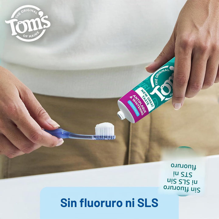 Pasta dental sin fluoruro de blanqueamiento y antiplacas de Tom's o...