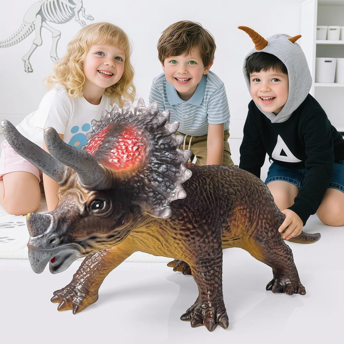Gzsbaby Dinosaurs King Giant Triceratops - Figura de dinosaurio realista realista de 32 pulgadas, juguetes de dinosaurio jumbo para niños de 3-5 5-7 años, regalos de fiesta perfectos, regalos de cumpleaños