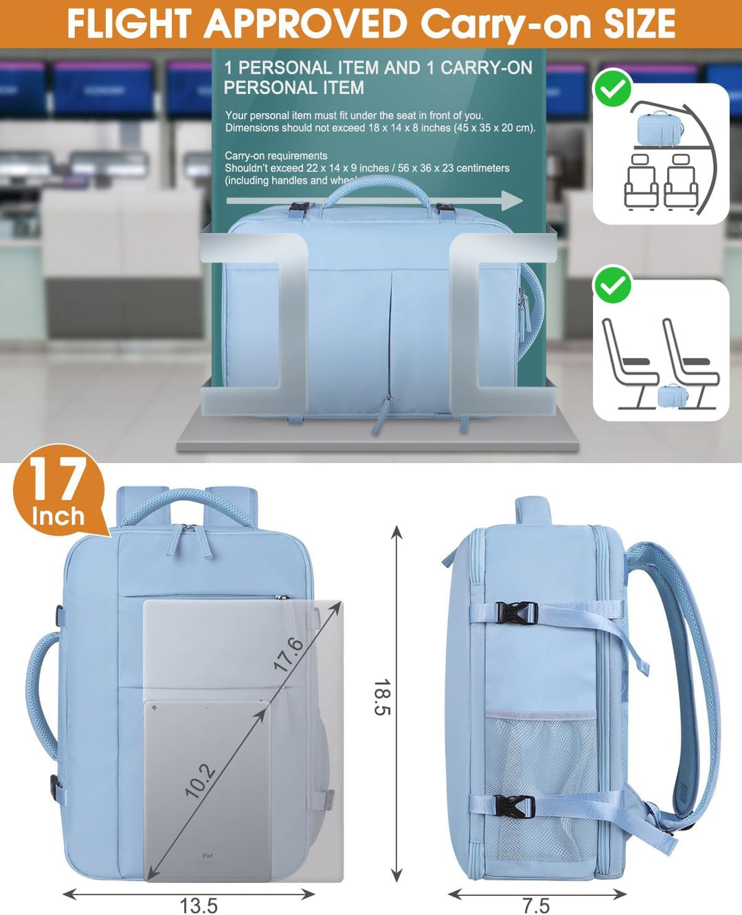 Capolo Mochila de viaje para mujeres y hombres, mochila impermeable...