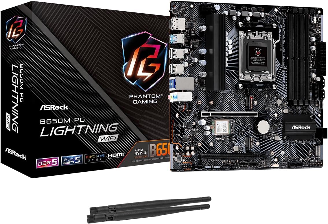 ASRock B650M PG Lightning WiFi 6E AMD Ryzen Serie 9000\/8000\/7000...