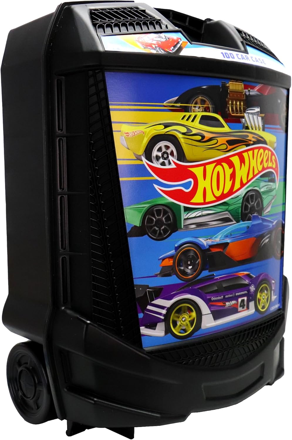 Hot Wheels - Caja de almacenamiento con ruedas con mango retráctil, para 100 automóviles, modelo: 20135