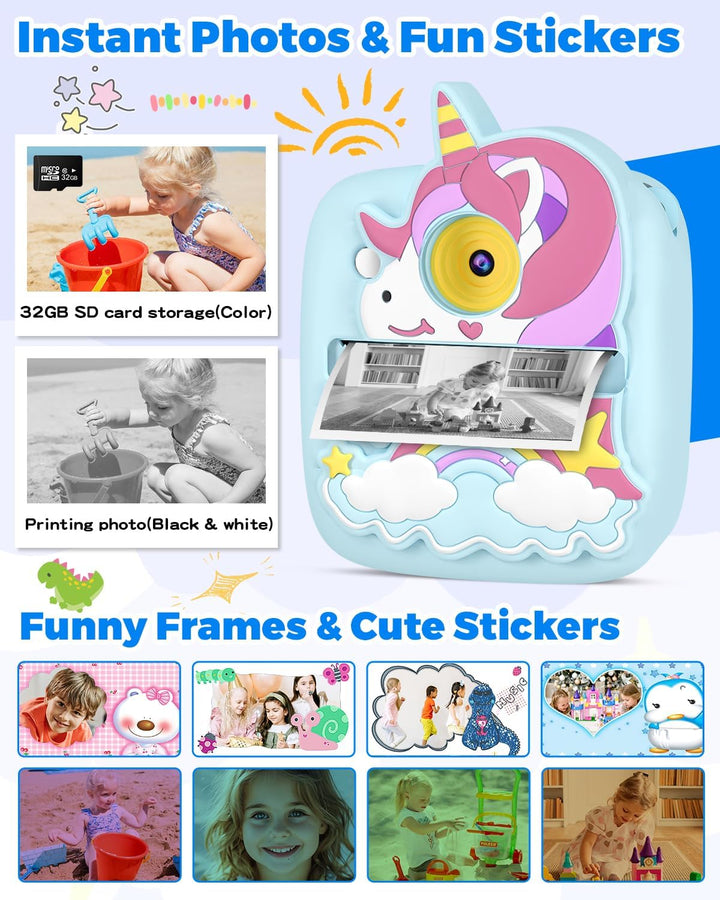Cámara para Niños Impresión Instantánea, Regalos de Navidad y Cumpl...