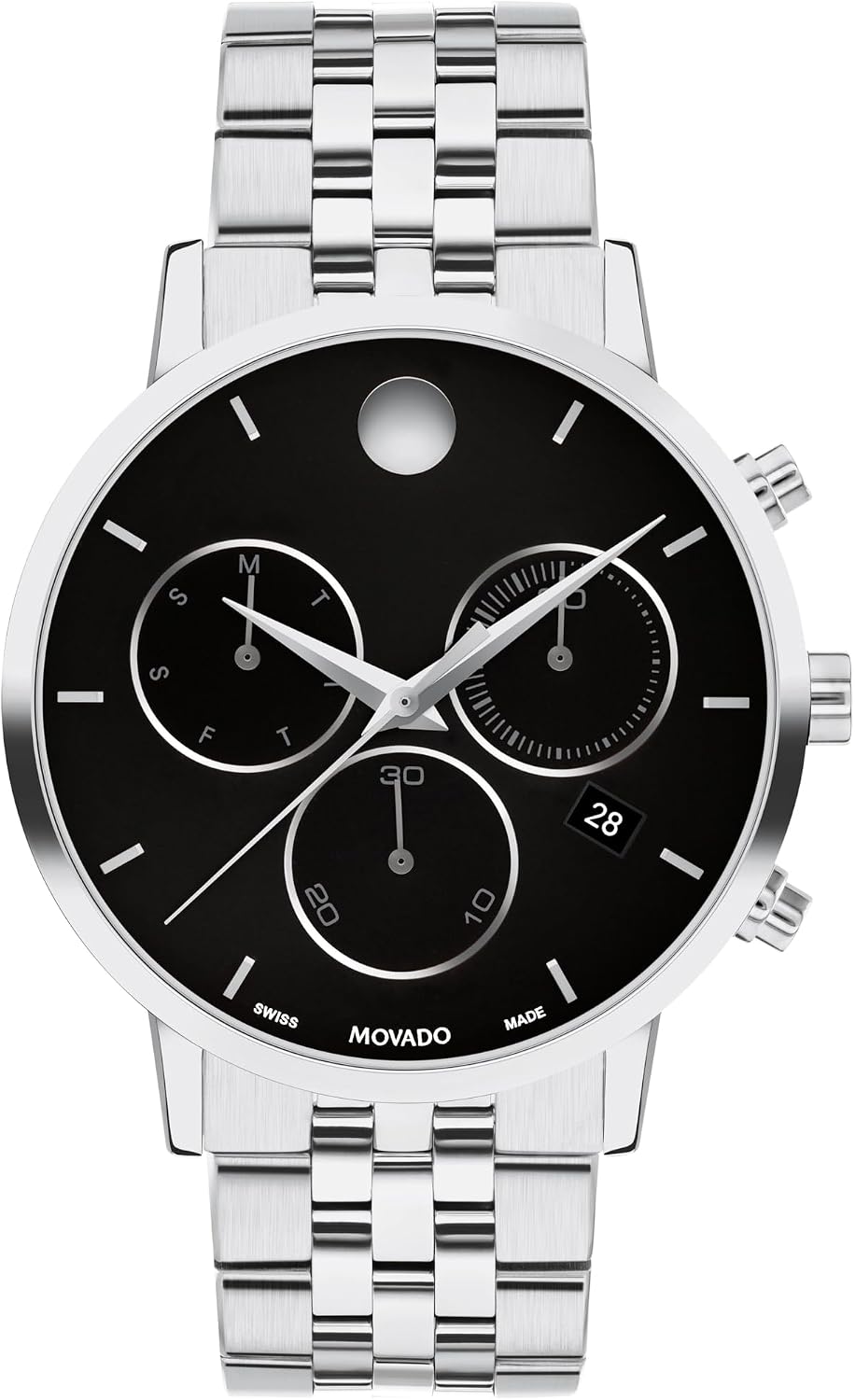 Movado Museum Classic Chrono Reloj suizo de acero inoxidable para hombre, 1.654 in