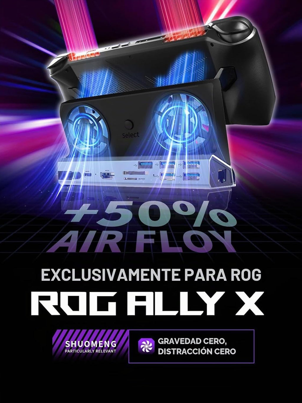 Estación de acoplamiento 10 en 1 para Steam Deck OLED y ROG Ally X y Legion Go & Switch 2, ventilador de refrigeración dual 5 puertos USB, HDMI 2.0 4K a 60Hz, puerto de carga de 100 W compatible con modo ROG Ally 30W, Gigabit Ethernet, SD/TF