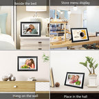FRAMEO - Marco de fotos digital inteligente WiFi de 10.1 pulgadas, Madera negra