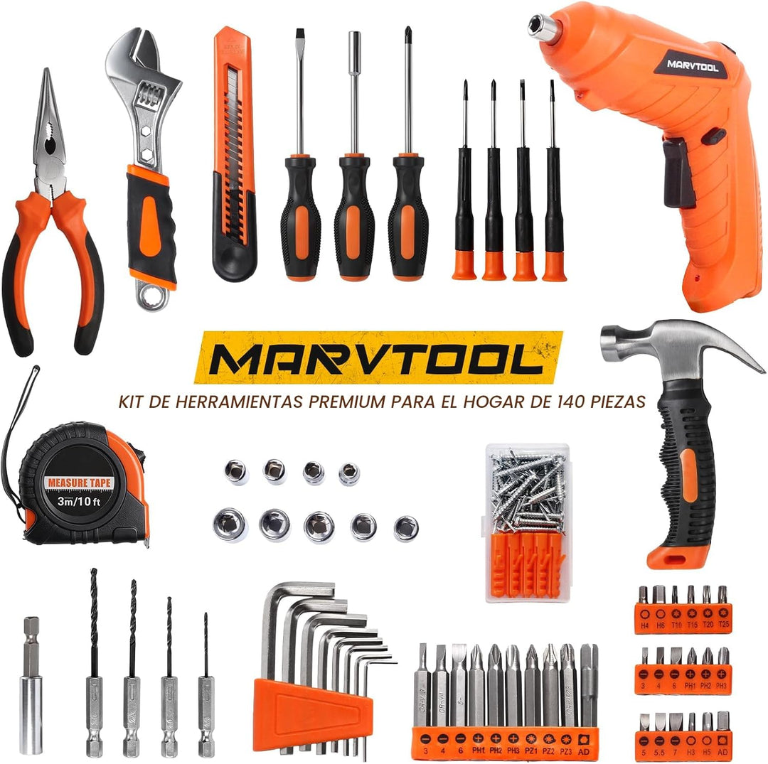 MarvTool Juego de herramientas de 140 piezas, caja de herramientas...