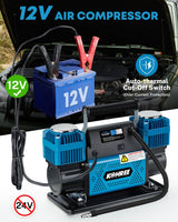 Kohree Compresor de aire de doble cilindro de 12 V, inflador rápido...